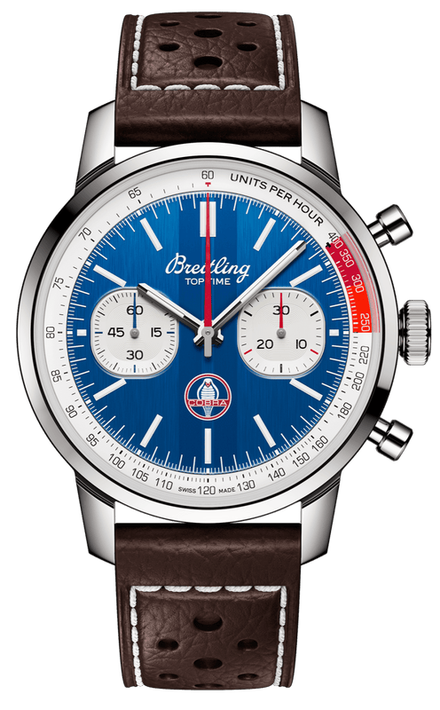 Buy Shop Breitling Top Time B01 Shelby Cobra Blue Dial Brown Leather Strap Watch for Men - AB01763A1C1X1 USA Online