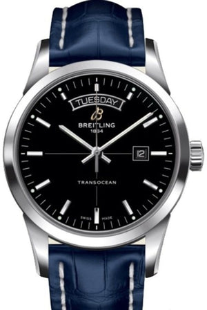 Buy Shop Breitling Transocean Day & Date 42mm Automatic Black Dial Black Leather Strap Mens Watch - A4531012/BB69/731P/ A20BA.1 USA Online