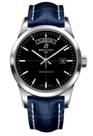 Buy Shop Breitling Transocean Day & Date 42mm Automatic Black Dial Black Leather Strap Mens Watch - A4531012/BB69/731P/ A20BA.1 USA Online