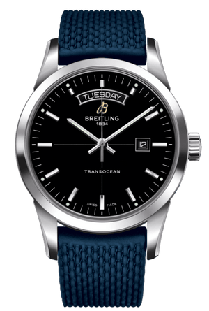 Buy Shop Breitling Transocean Day & Date 42mm Automatic Black Dial Blue Mesh Bracelet Mens Watch - A4531012/BB69/280S/ A20S.1 USA Online