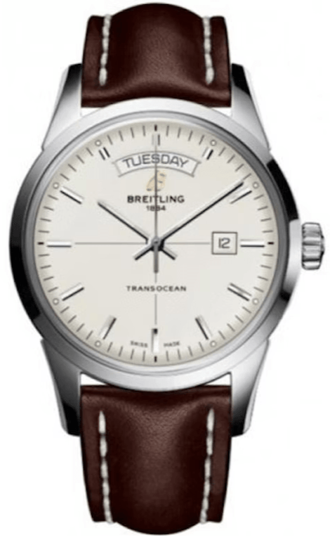 Buy Shop Breitling Transocean Day & Date 43mm Brown Leather Strap Mens Watch - A4531012|G751|437X|A20B A.1 USA Online
