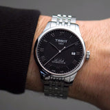 Buy Shop Tissot Le Locle Powermatic 80 Black Dial Silver Steel Strap Watch For Men - T006.407.11.053.00 USA Online