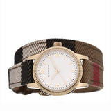 Buy Shop Burberry Utilitarian White Dial Multicolor Leather Strap Watch for Women - BU7851 USA Online