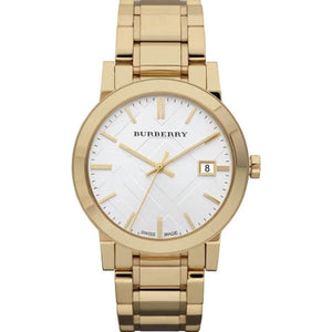 Buy Shop Burberry The City Silver Dial Gold Steel Strap Unisex Watch - BU9003 USA Online