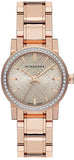 Burberry The City Diamonds Rose Dial Rose Gold Steel Strap Watch for Women - BU9225