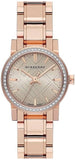 Burberry The City Diamonds Rose Dial Rose Gold Steel Strap Watch for Women - BU9225