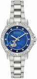 Bulova Crystal Collection Blue Mother of Pearl Dial Silver Steel Strap Watch for Women - 96L238