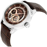 Bulova Classic Skeleton Automatic Brown Dial Brown Leather Strap Watch for Men - 96A120