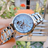 Buy Shop Bulova BVA Skeleton Silver Dial Two Tone Steel Strap Watch for Men - 98A230 USA Online