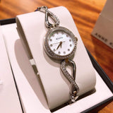 Buy Shop Bulova Analog Crystals Mother of Pearl Dial Silver Steel Strap Watch for Women - 98X109 USA Online