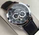 Buy Shop Bulova BVA Classic Automatic Silver Dial Black Leather Strap Watch for Men - 96A135 USA Online