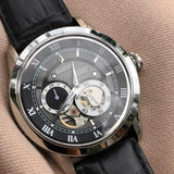 Buy Shop Bulova BVA Classic Automatic Silver Dial Black Leather Strap Watch for Men - 96A135 USA Online