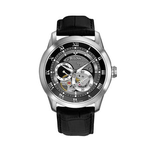 Buy Shop Bulova BVA Classic Automatic Silver Dial Black Leather Strap Watch for Men - 96A135 USA Online