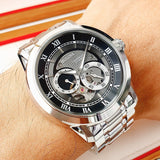 Buy Shop Bulova BVA Dual Aperture Black Dial Silver Steel Strap Watch for Men - 96A119 USA Online