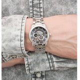 Buy Shop Bulova BVA Dual Aperture Black Dial Silver Steel Strap Watch for Men - 96A119 USA Online