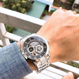 Buy Shop Bulova BVA Dual Aperture Black Dial Silver Steel Strap Watch for Men - 96A119 USA Online