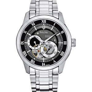 Buy Shop Bulova BVA Dual Aperture Black Dial Silver Steel Strap Watch for Men - 96A119 USA Online