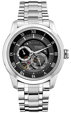 Buy Shop Bulova BVA Dual Aperture Black Dial Silver Steel Strap Watch for Men - 96A119 USA Online