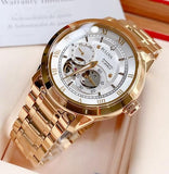 Buy Shop Bulova BVA Skeleton Silver Dial Gold Steel Strap Watch for Men - 97A108 USA Online