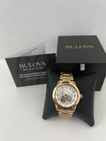 Buy Shop Bulova BVA Skeleton Silver Dial Gold Steel Strap Watch for Men - 97A108 USA Online