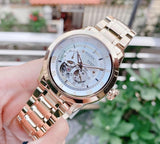 Buy Shop Bulova BVA Skeleton Silver Dial Gold Steel Strap Watch for Men - 97A108 USA Online