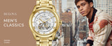 Buy Shop Bulova BVA Skeleton Silver Dial Gold Steel Strap Watch for Men - 97A108 USA Online