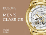 Buy Shop Bulova BVA Skeleton Silver Dial Gold Steel Strap Watch for Men - 97A108 USA Online