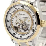 Buy Shop Bulova BVA Skeleton Silver Dial Two Tone Steel Strap Watch for Men - 98A123 USA Online
