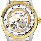 Buy Shop Bulova BVA Skeleton Silver Dial Two Tone Steel Strap Watch for Men - 98A123 USA Online