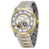 Buy Shop Bulova BVA Skeleton Silver Dial Two Tone Steel Strap Watch for Men - 98A123 USA Online