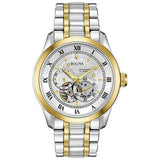 Buy Shop Bulova BVA Skeleton Silver Dial Two Tone Steel Strap Watch for Men - 98A123 USA Online
