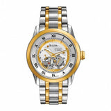 Buy Shop Bulova BVA Skeleton Silver Dial Two Tone Steel Strap Watch for Men - 98A123 USA Online