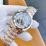 Buy Shop Bulova BVA Skeleton Silver Dial Two Tone Steel Strap Watch for Men - 98A230 USA Online