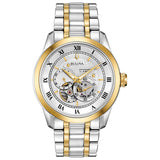 Buy Shop Bulova BVA Skeleton Silver Dial Two Tone Steel Strap Watch for Men - 98A230 USA Online