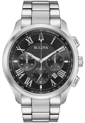Buy Shop Bulova Classic Collection Black Dial Silver Steel Strap Watch for Men - 96K107 USA Online