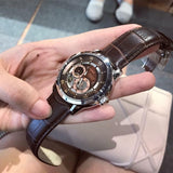 Buy Shop Bulova Classic Skeleton Automatic Brown Dial Brown Leather Strap Watch for Men - 96A120 USA Online