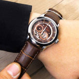 Buy Shop Bulova Classic Skeleton Automatic Brown Dial Brown Leather Strap Watch for Men - 96A120 USA Online
