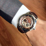 Buy Shop Bulova Classic Skeleton Automatic Brown Dial Brown Leather Strap Watch for Men - 96A120 USA Online