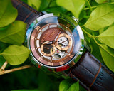 Bulova Classic Skeleton Automatic Brown Dial Brown Leather Strap Watch for Men - 96A120