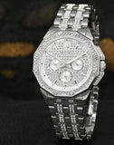 Bulova Crystal Collection Pave Silver Dial with Crystals Silver Steel Strap Watch for Men - 96C134