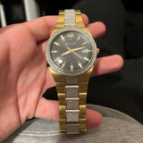 Buy Shop Bulova Crystal Black Dial Two Tone Steel Strap Watch for Men - 98B235 USA Online