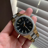 Buy Shop Bulova Crystal Black Dial Two Tone Steel Strap Watch for Men - 98B235 USA Online