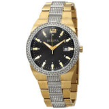 Buy Shop Bulova Crystal Black Dial Two Tone Steel Strap Watch for Men - 98B235 USA Online