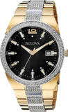 Buy Shop Bulova Crystal Black Dial Two Tone Steel Strap Watch for Men - 98B235 USA Online