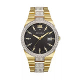 Buy Shop Bulova Crystal Black Dial Two Tone Steel Strap Watch for Men - 98B235 USA Online