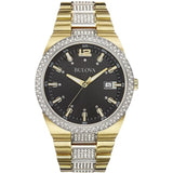 Buy Shop Bulova Crystal Black Dial Two Tone Steel Strap Watch for Men - 98B235 USA Online