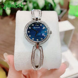 Buy Shop Bulova Crystal Black Mother of Pearl Dial Silver Steel Strap Watch for Women - 96L224 USA Online