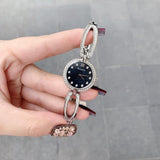 Buy Shop Bulova Crystal Black Mother of Pearl Dial Silver Steel Strap Watch for Women - 96L224 USA Online