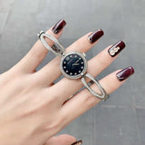 Buy Shop Bulova Crystal Black Mother of Pearl Dial Silver Steel Strap Watch for Women - 96L224 USA Online