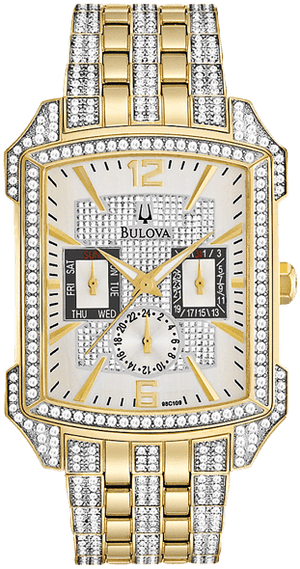 Buy Shop Bulova Crystal Chronograph White Dial Two Tone Steel Strap Watch for Men - 98C109 USA Online